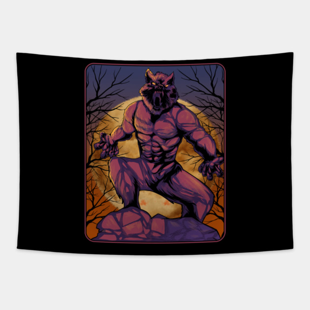 Anime Werewolf Halloween Design Tapestry by creative
