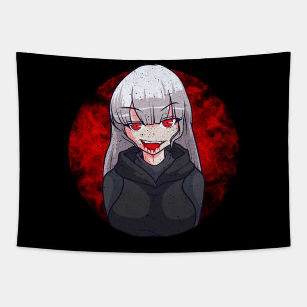 Anime Vampire Girl Halloween Design Gift Tapestry by creative