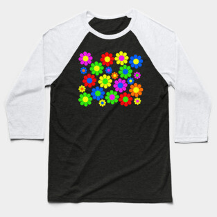 Hippie Flower Daisy Spring Pattern Baseball T-Shirt