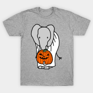 Elephant with Halloween Horror Pumpkin Ghost Costume T-Shirt