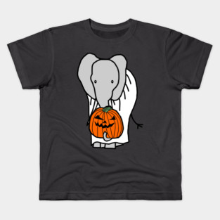 Elephant with Halloween Horror Pumpkin Ghost Costume Kids T-Shirt