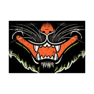 Vintage Halloween Distressed Retro Black Cat Mouth T-Shirt