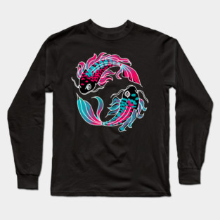 Pink and Teal Koi Fish Long Sleeve T-Shirt