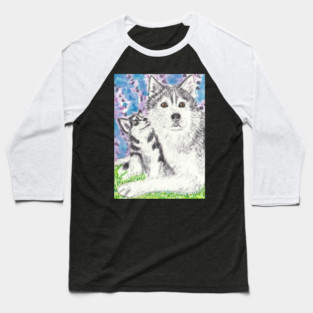 Husky dog art Baseball T-Shirt