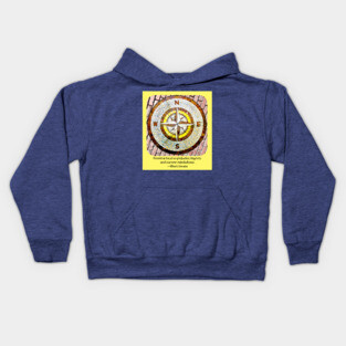 Compass Rose Rounded Edges, Mark Twain Travel Quote Kids Hoodie