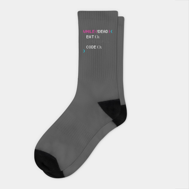 While not dead Eat and Code Socks by enrynz