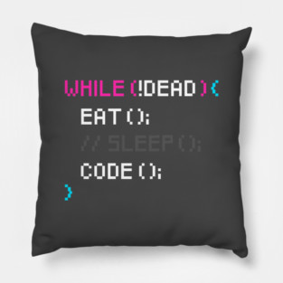 While not dead Eat and Code Pillow