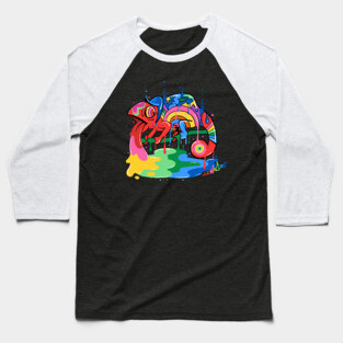 Trippy Rainbow Chameleon Baseball T-Shirt