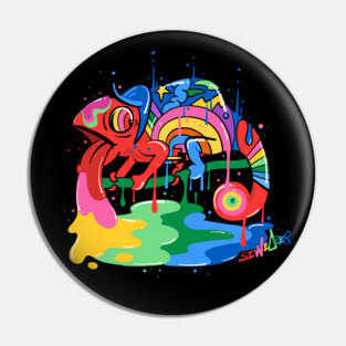 Trippy Rainbow Chameleon Pin