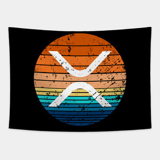 XRP Cryptocurrency DeFi Crypto Vintage Sunset Tapestry