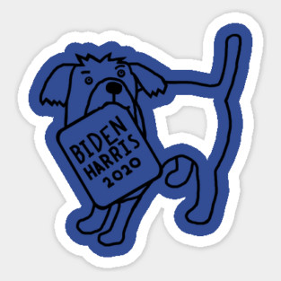 Small Dog with Biden Harris Sign Outline Sticker