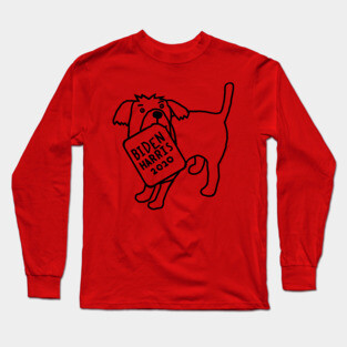 Backprint Dog with Biden Harris Sign Outline Long Sleeve T-Shirt