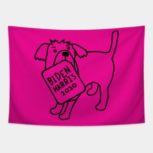 Backprint Dog with Biden Harris Sign Outline Tapestry