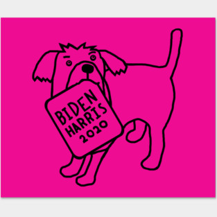 Backprint Dog with Biden Harris Sign Outline Posters and Art