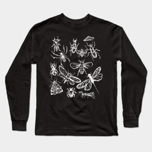 Insect Bugs Collage Vintage Witchy Hand Drawn Long Sleeve T-Shirt