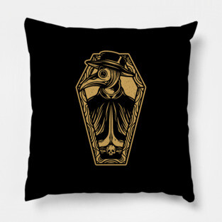 Plague Doctor Coffin Tattoo Art Pillow
