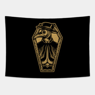 Plague Doctor Coffin Tattoo Art Tapestry
