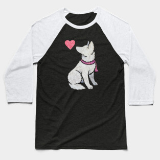 White Shepherd watercolour Baseball T-Shirt