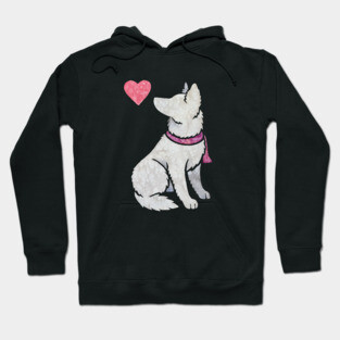 White Shepherd watercolour Hoodie