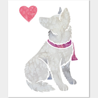 White Shepherd watercolour Posters and Art