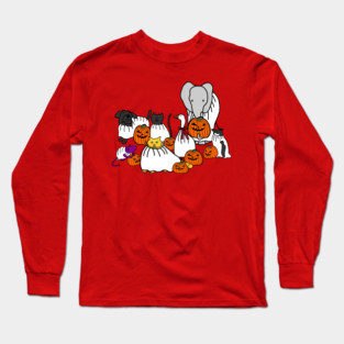 Cute Animals and Pumpkin Head Halloween Horror Costumes Long Sleeve T-Shirt