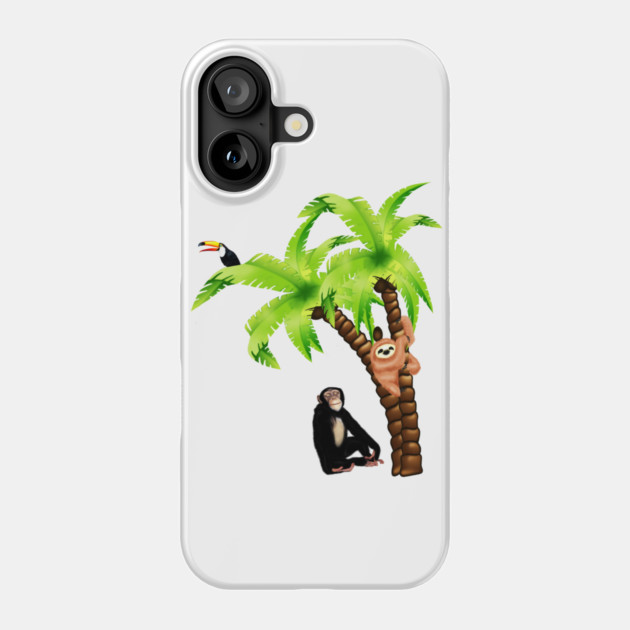 Monkey and Sloth Tropical Palm Tree Phone Case by logiamerch
