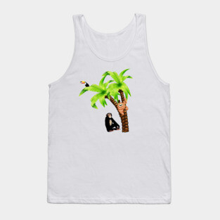 Monkey and Sloth Tropical Palm Tree Tank Top