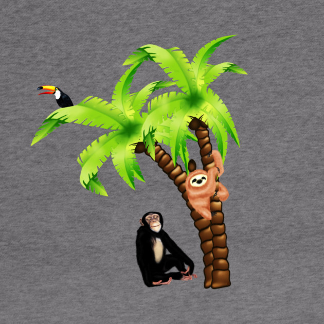 Monkey and Sloth Tropical Palm Tree by logiamerch