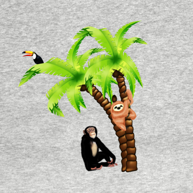 Monkey and Sloth Tropical Palm Tree by logiamerch