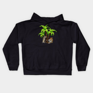 Leopard and Cheetah Animal, Tropical Palm Tree Kids Hoodie