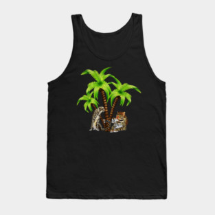 Leopard and Cheetah Animal, Tropical Palm Tree Tank Top