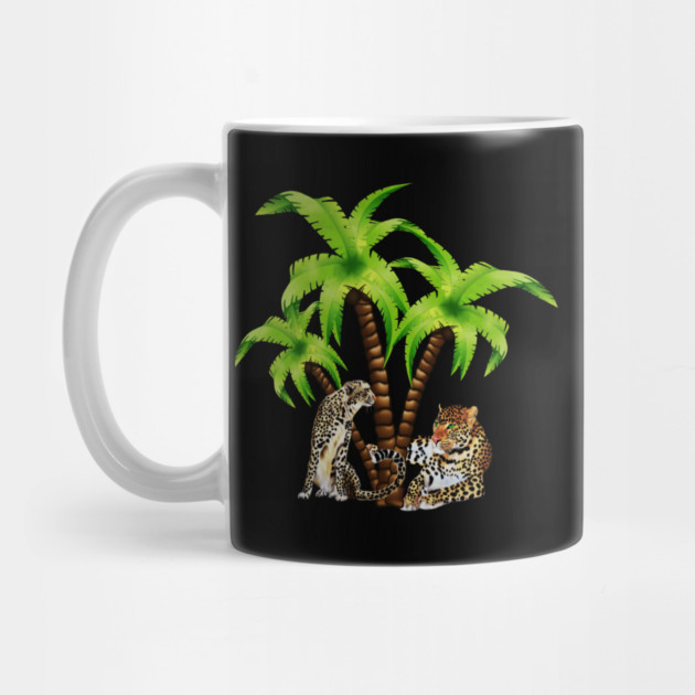 Leopard and Cheetah Animal, Tropical Palm Tree by logiamerch