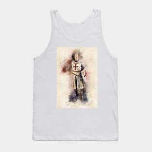 Knights Templar Warrior The crusader Watercolor Historic Fine Art Tank Top