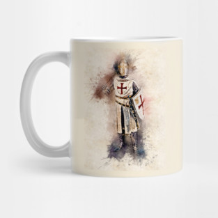 Knights Templar Warrior The crusader Watercolor Historic Fine Art Mug