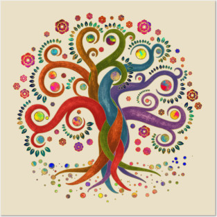 Tree of Life - Yggdrasil - Watercolor swirl Posters and Art