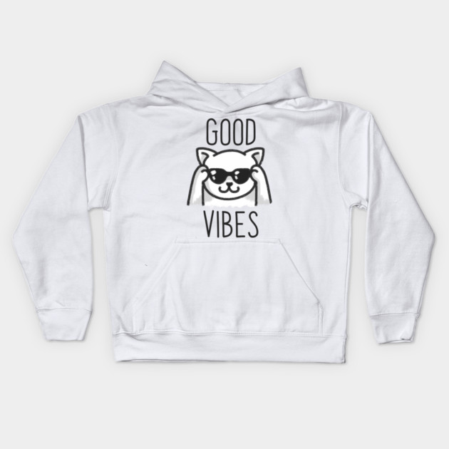Good Vibes Cat Kids Hoodie by enrynz