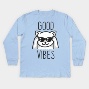 Good Vibes Cat Kids Long Sleeve T-Shirt