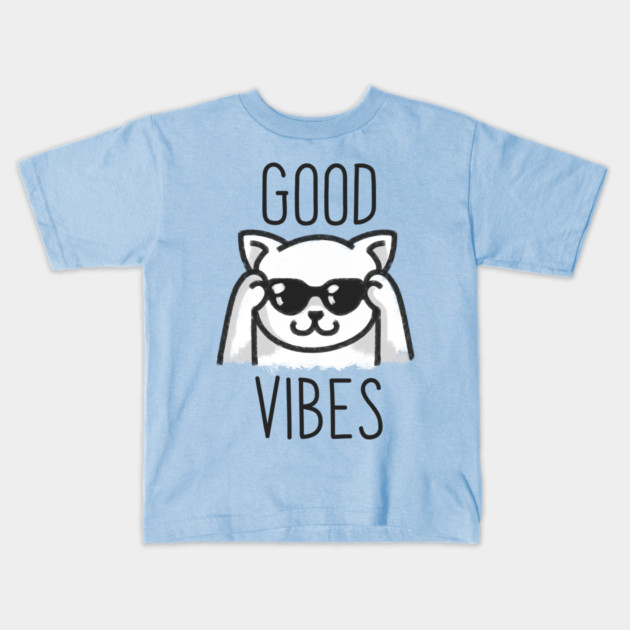Good Vibes Cat Kids T-Shirt by enrynz