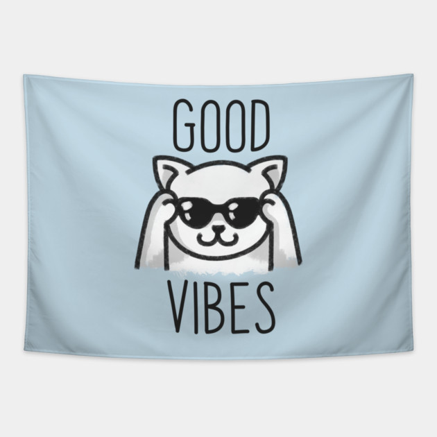 Good Vibes Cat Tapestry by enrynz