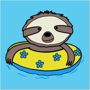 Sloth in an Innertube Posters and Art