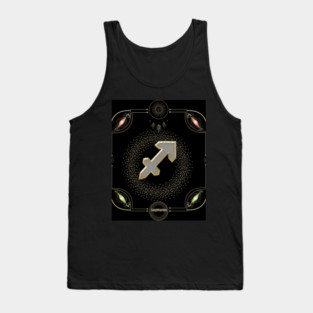 Golden zodiac sagittarius sign Tank Top