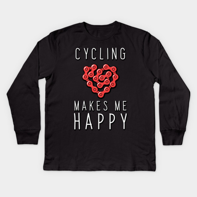 Cycling makes me Happy Kids Long Sleeve T-Shirt by enrynz