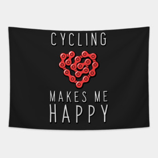 Cycling makes me Happy Tapestry
