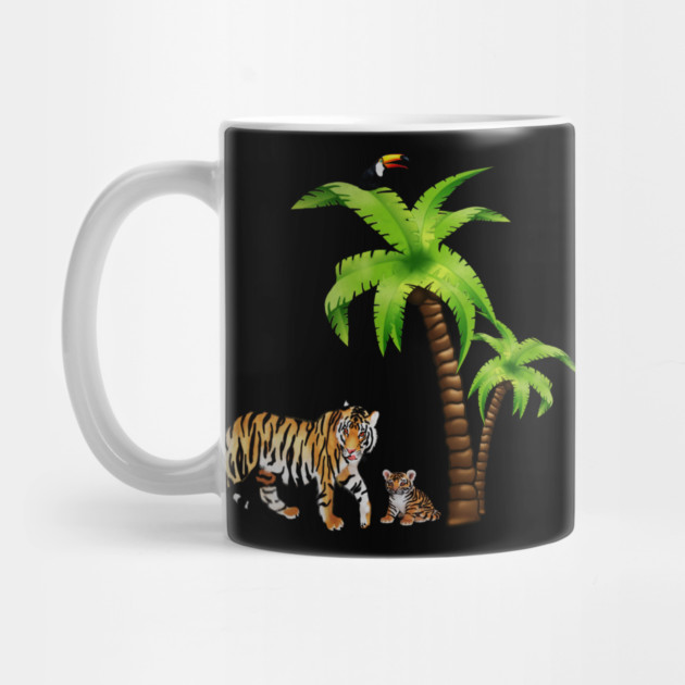 Tiger and Cub Tropical, Palm Tree by logiamerch