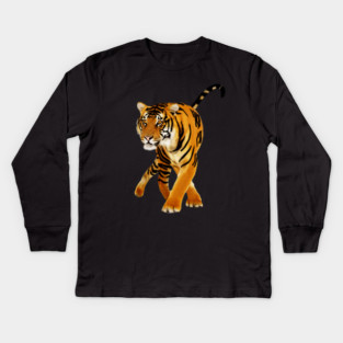 Tiger Walking Kids Long Sleeve T-Shirt