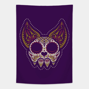 Bat Sugar Skull Tapestry