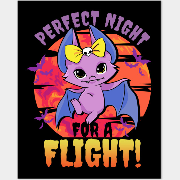 Halloween Bat Kawaii Style Fun Gift Wall Art by creative