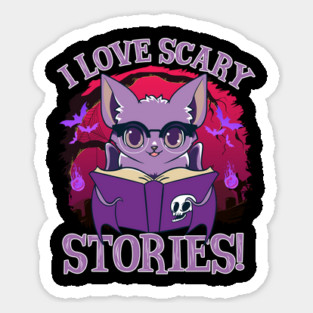 Cute Bat Kawaii Style Reading Horror Stories Magnet