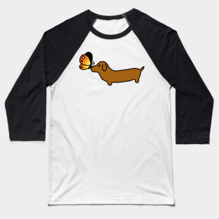 Wiener Dog With A Butterfly Baseball T-Shirt