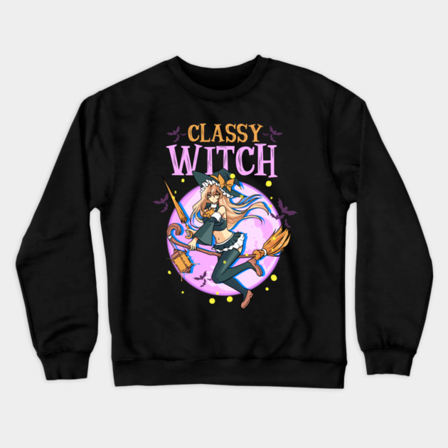 Anime Classy Witch Design Crewneck Sweatshirt by creative